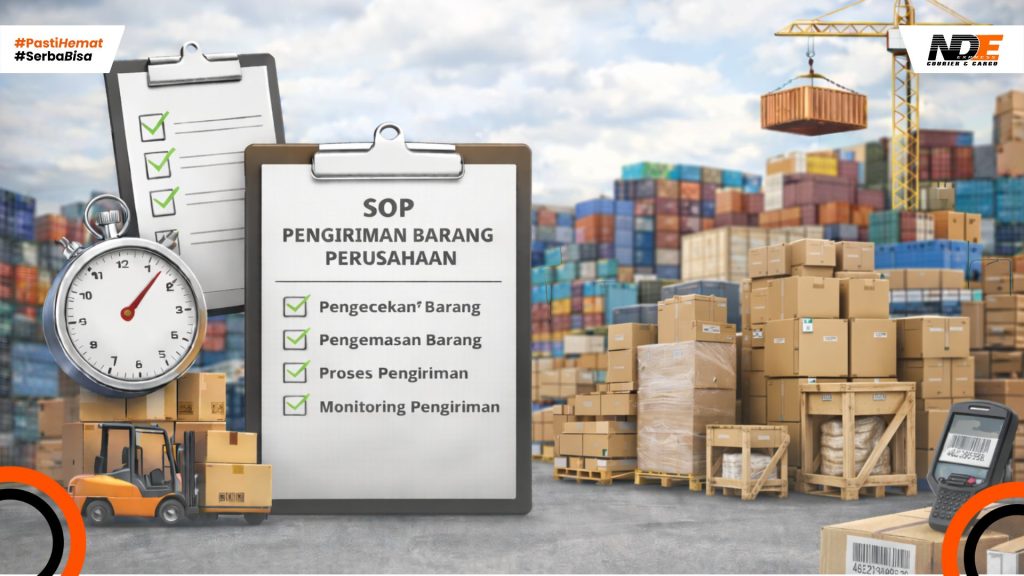 SOP dan standar pengiriman barang perusahaan dengan checklist proses, pengemasan, pengecekan, monitoring, serta aktivitas gudang dan kontainer logistik